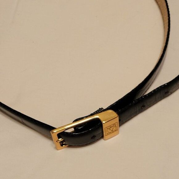 Anne Klein Black Textured Genuine Leather Belt SZ SM - Picture 2 of 6